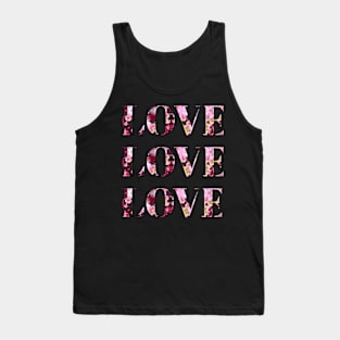 Three Times Love in Floral Font Design Tank Top